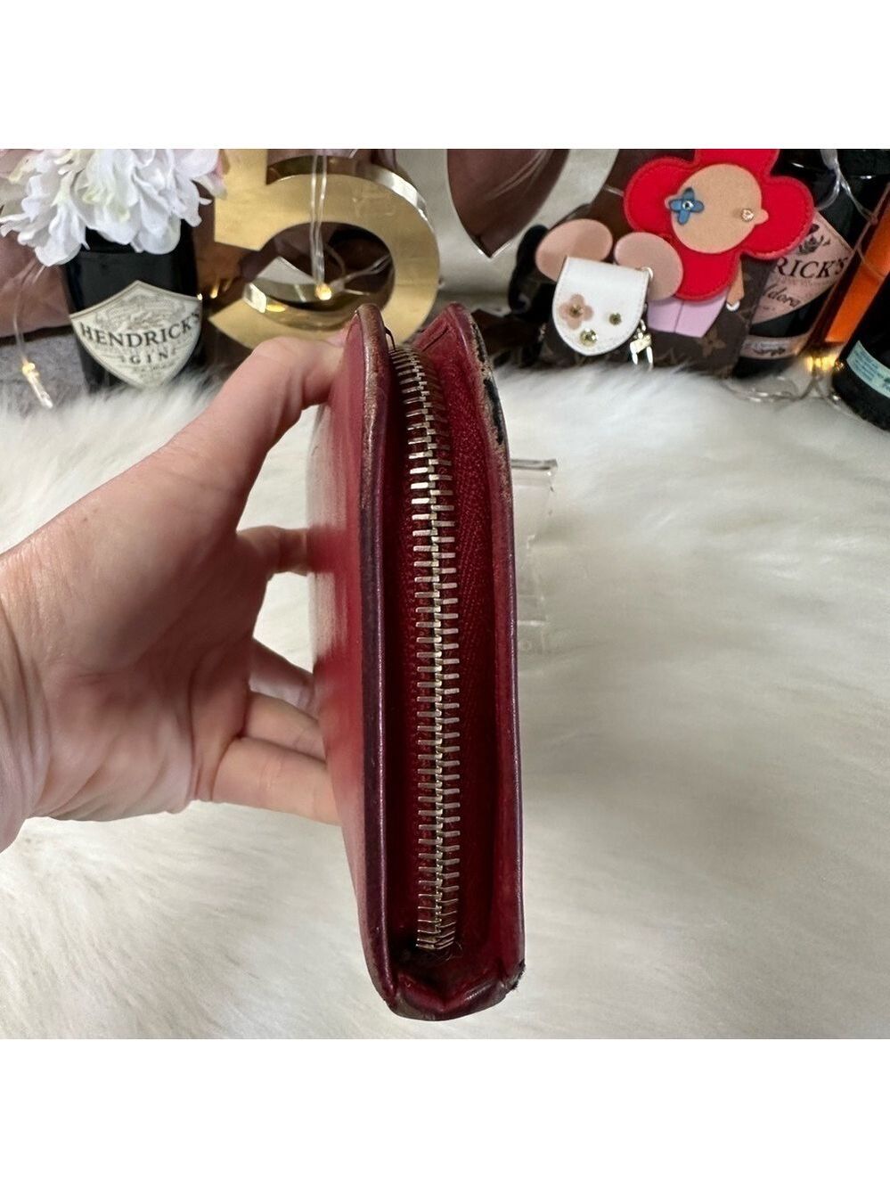 SAINT LAURENT PARIS RED LEATHER ZIP AROUND LONG WALLET YSL ITALIAN DESIGNER - Picture 10 of 16